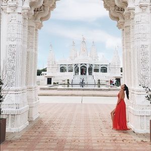 Backless red maxi gown